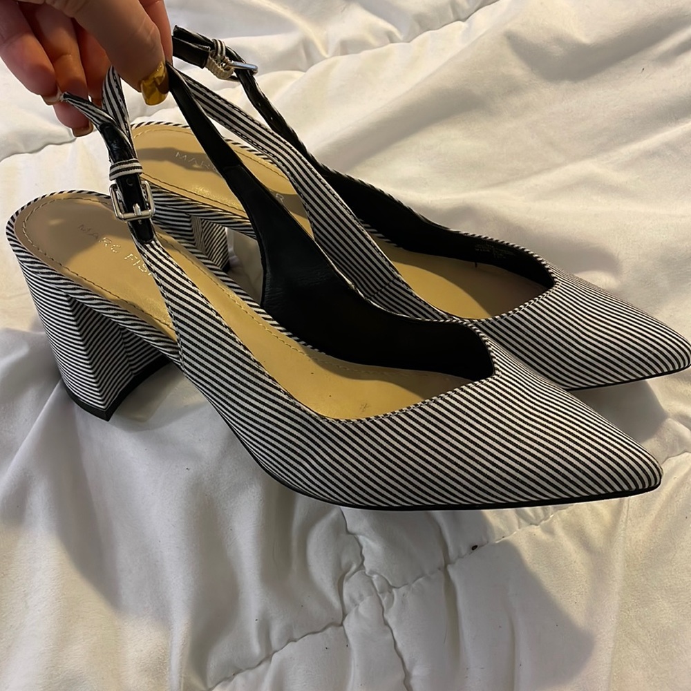 Striped chunky heels